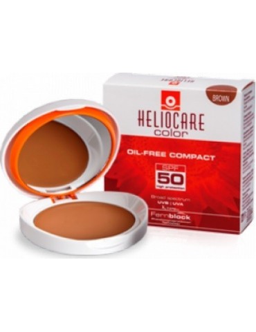Protector solar Heliocare compacto oil-free 50 brown